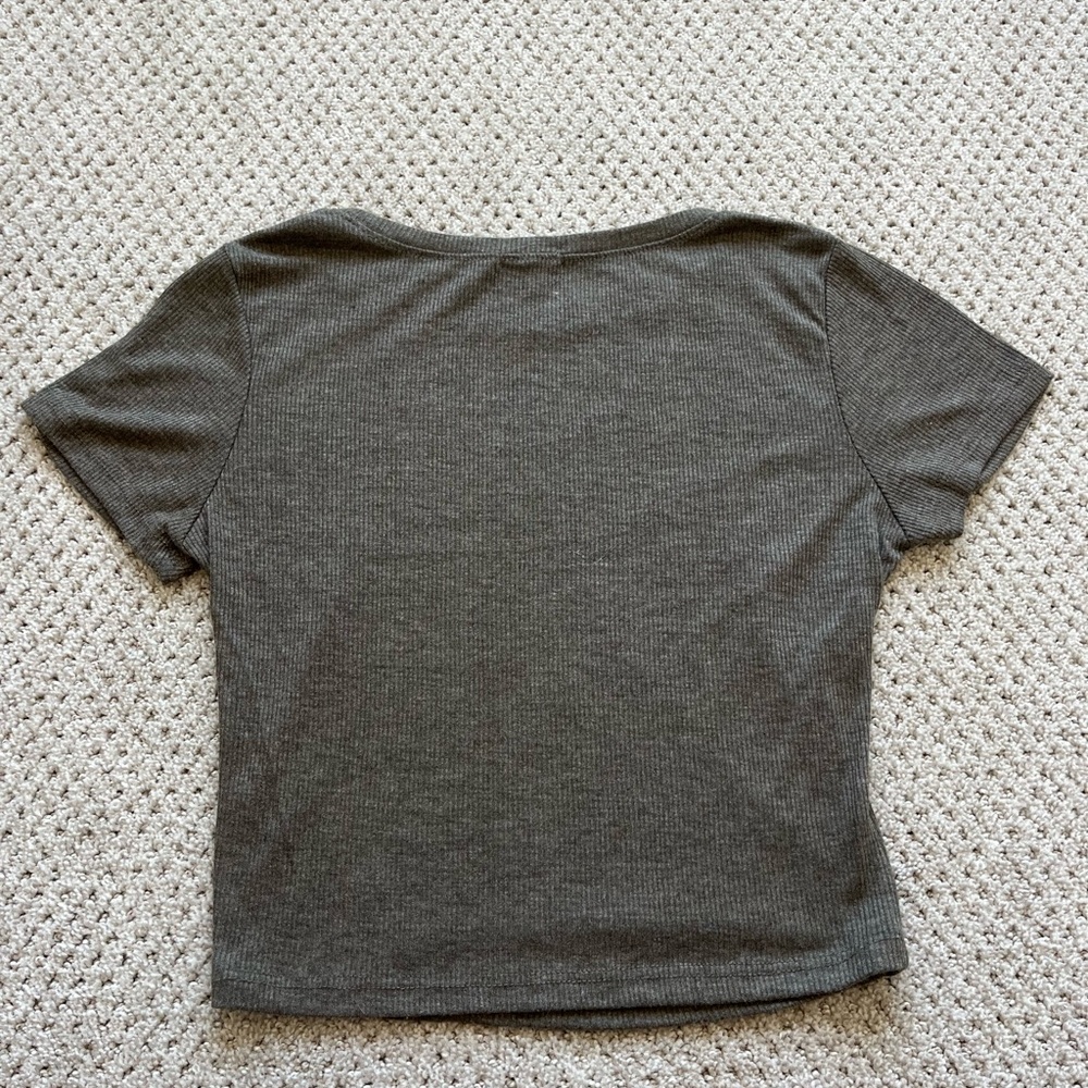 Women's Gray Ribbed Top - Picture 3 of 3